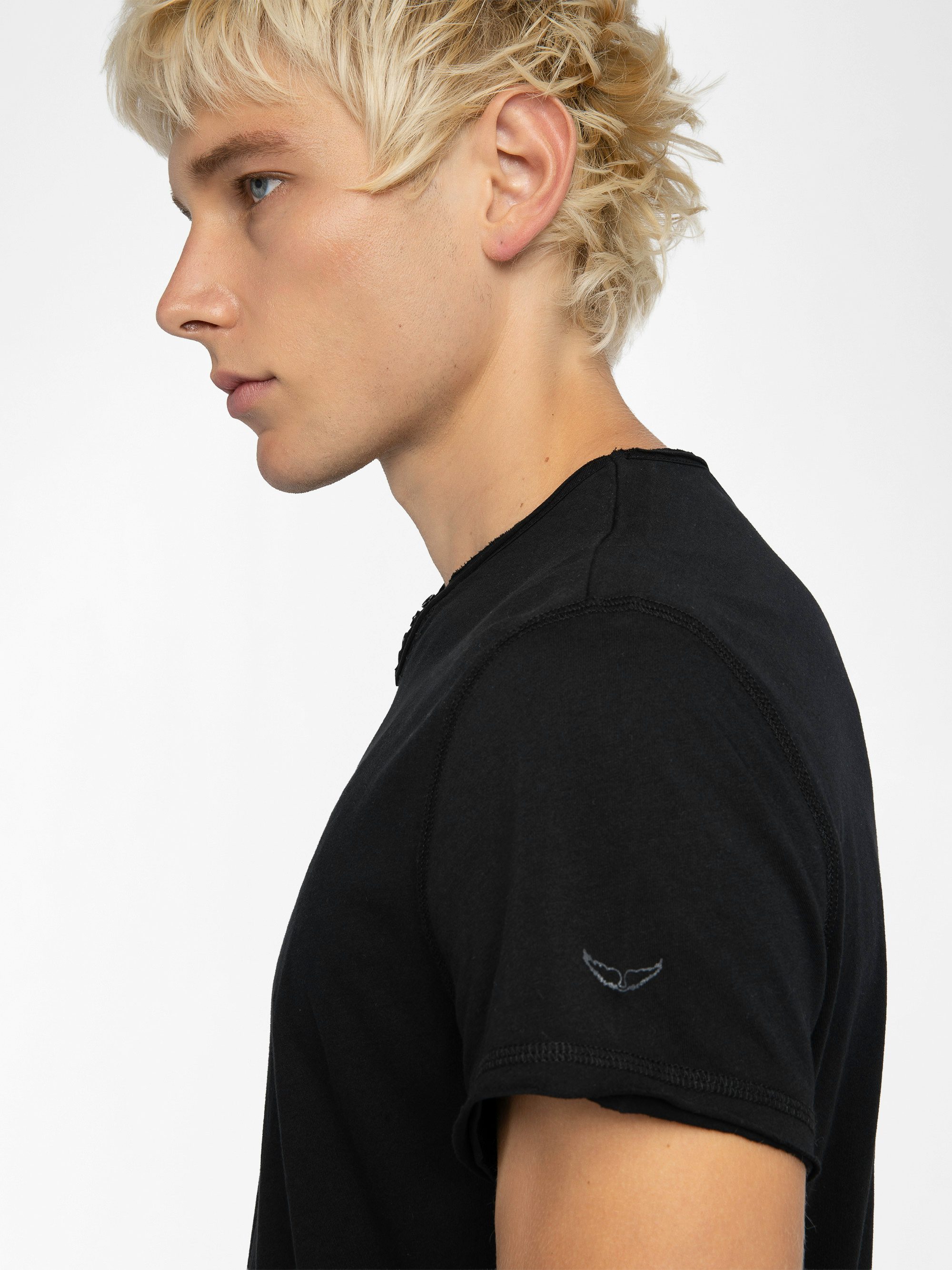 Henley-Shirt Monastir - T-Shirt mit tunesischem Kragen aus Baumwolle.